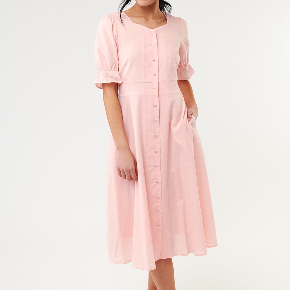Sweet Salt Clothing Sweetheart Neck Pleated Sleeve Dress